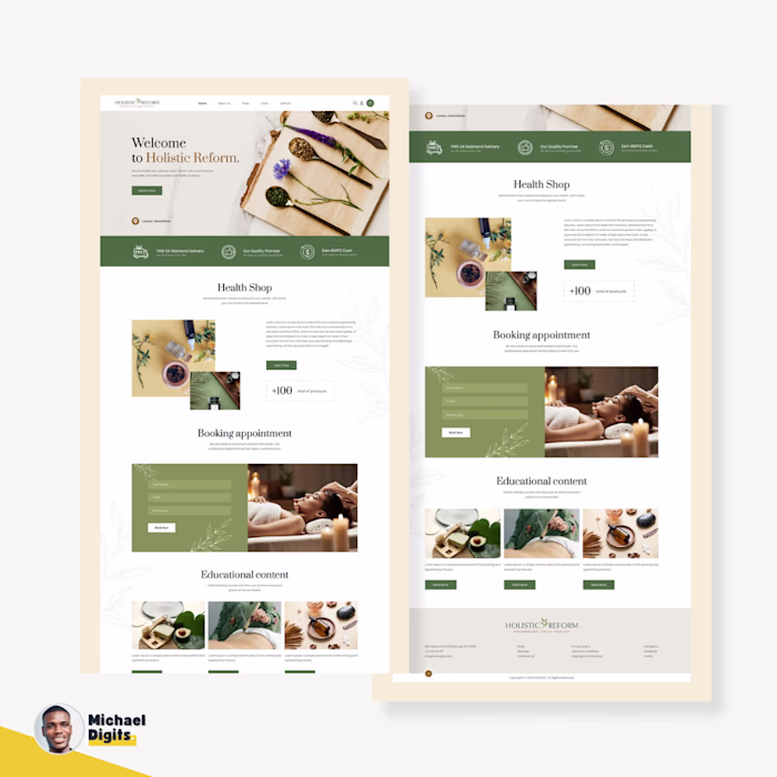 Wellness website, holistic health website design :: Behance