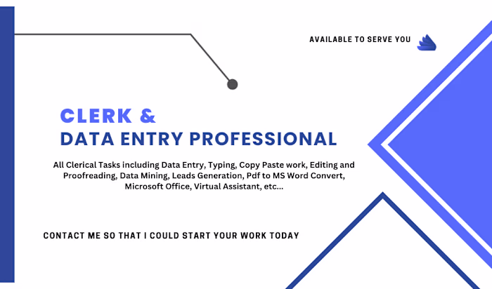 I am an experienced clerk and data entry professional, dedic...