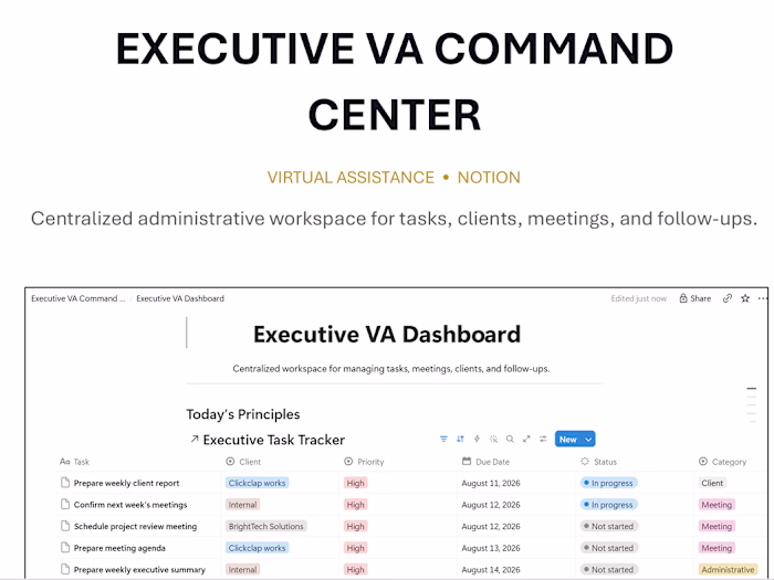 Designed an organized Executive VA