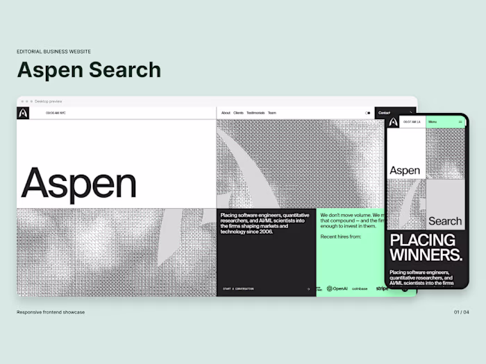Aspen Search - Responsive Recruitment Website — Recreation Study