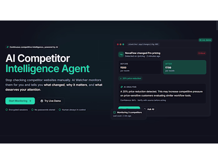 AIWatcher is a web-based competitor
