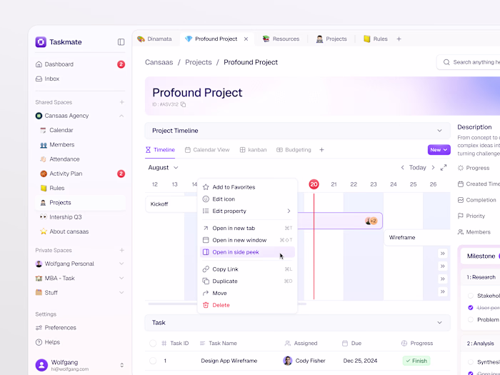 SaaS Productivity Dashboard