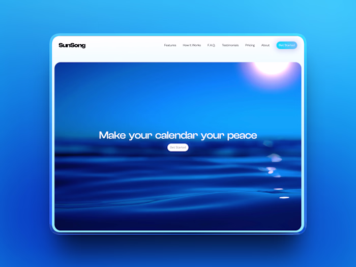SunSong - Peaceful Landing Page for Calendar Wellness SaaS