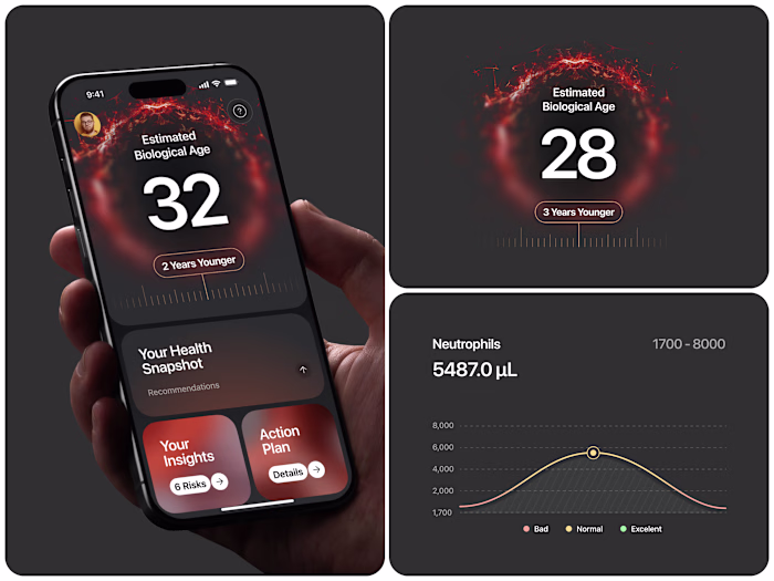 Longevity & Biological Age Health App UI