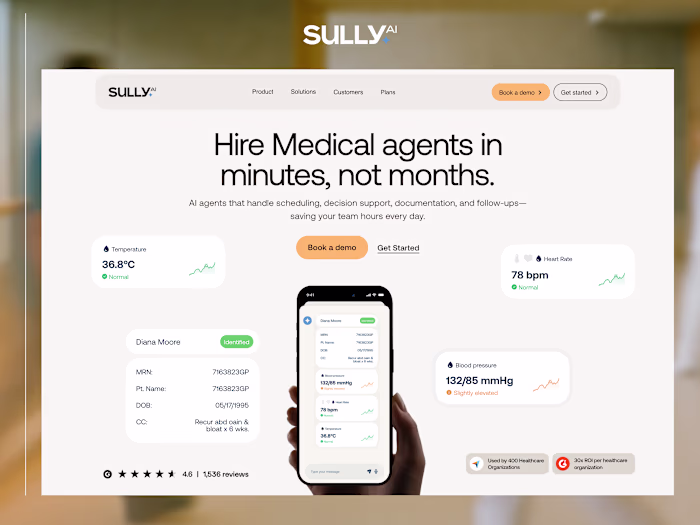 Sully.ai Mobile-First Hero Section Redesign