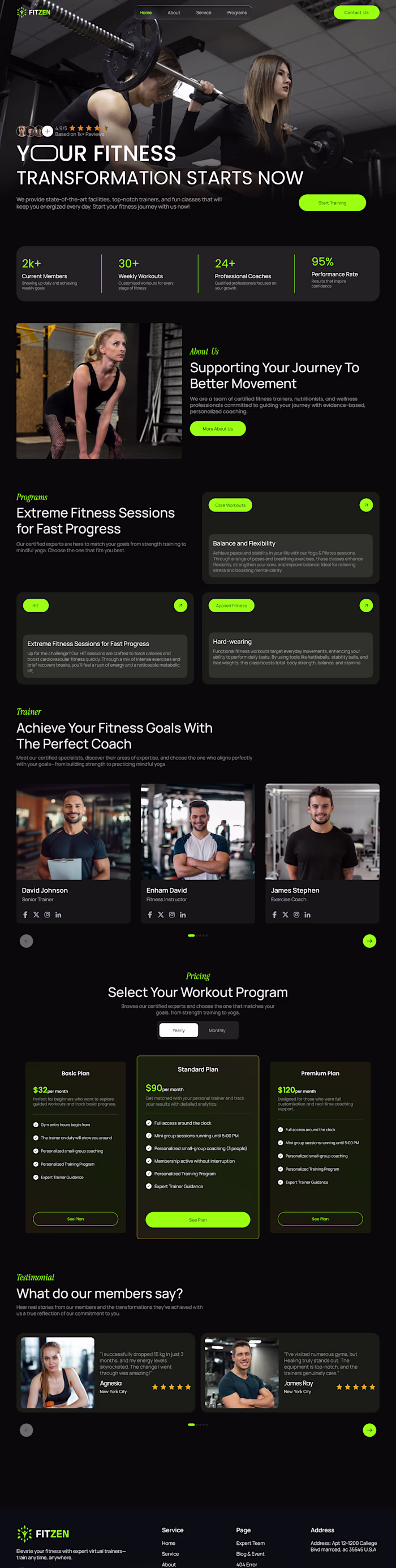 Fitzen – Fitness Website UI/UX Design
