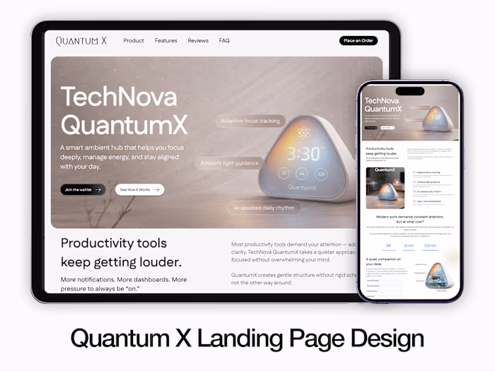 Quantum X Landing Page Design