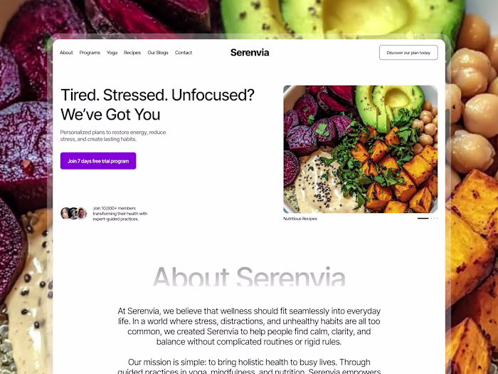 Serenvia - A Holistic Wellness Platform