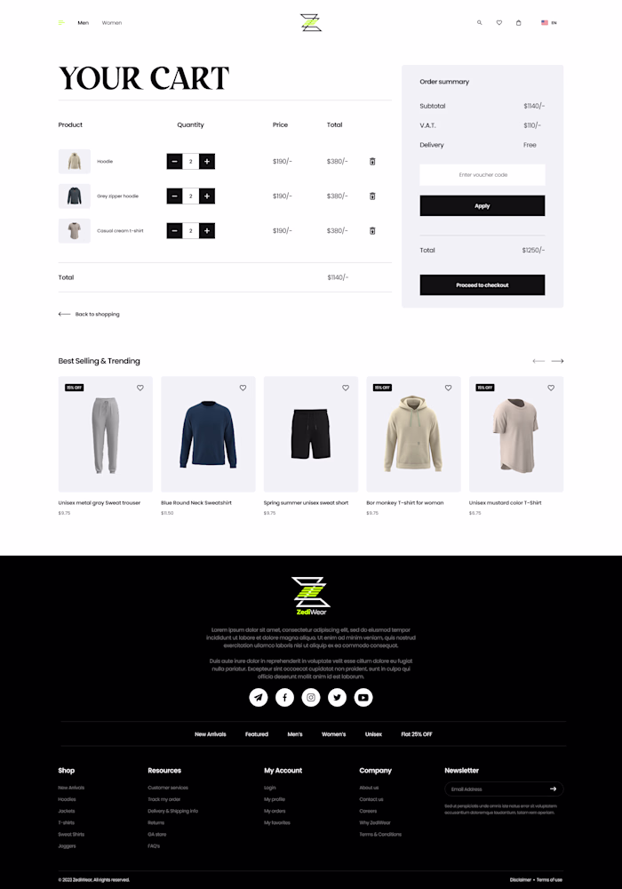 Zedi Ware: E-commerce Experience for Modern Apparel