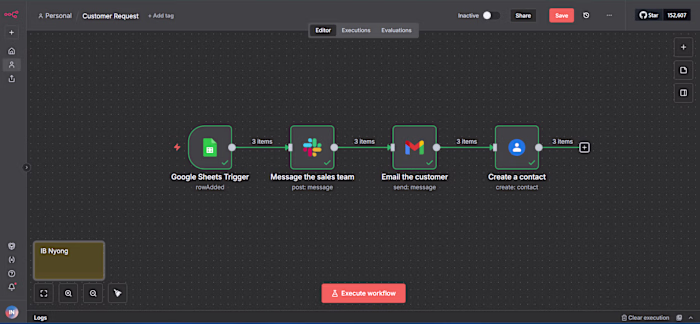 I built my first workflows on n8n to handle new requests. Th...