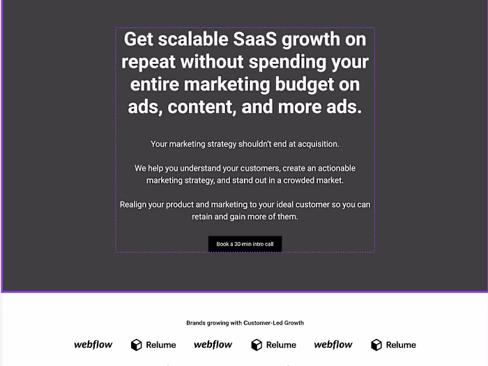 Website for a B2B SaaS consultancy, created as a practice piece