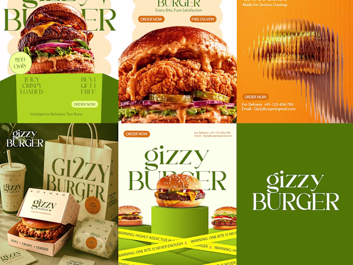 :For Gizzy Burger, I created