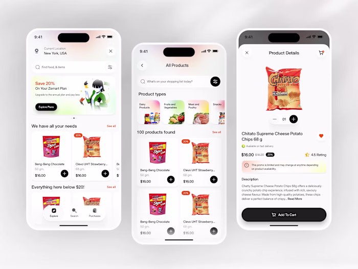 Grocery Shopping Mobile App UI