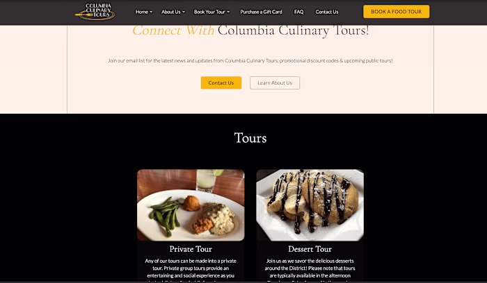 Webdesign and Webflow Development for Columbia Culinary Tours