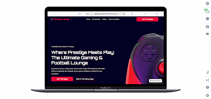 The Boys Lounge – Modern Landing Page for a football lounge