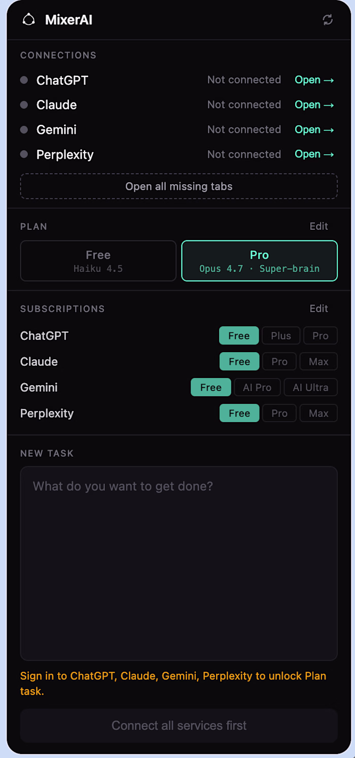 MixerAI is a Chrome extension