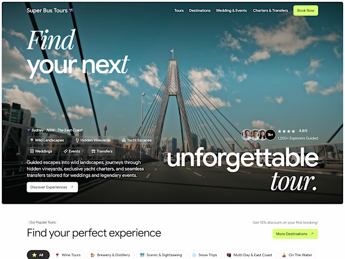 Australia tours website with CMS, built in Framer 🇦🇺