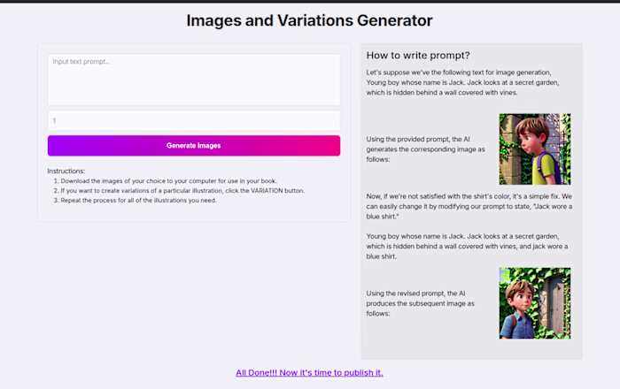 AI Children's Story Book Generator Development
