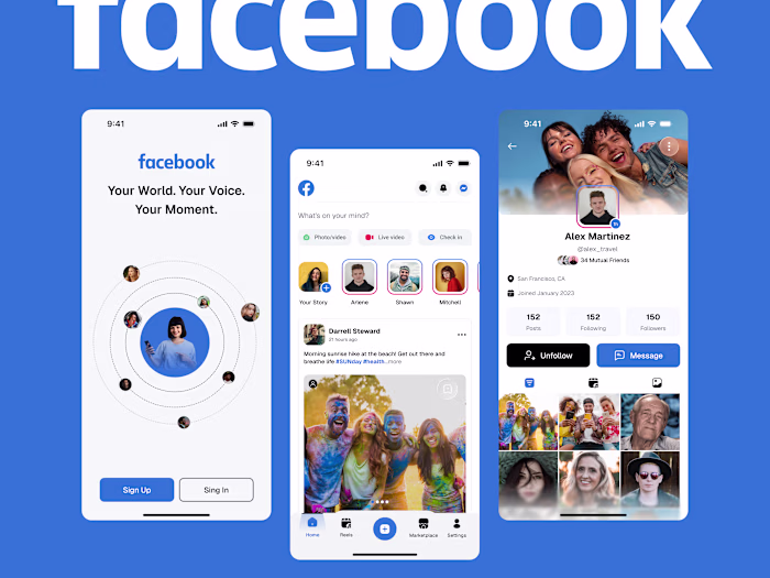 Modern Facebook Mobile App UI/UX Design