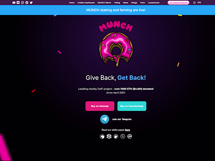 MUNCH Project - Leading charity DeFi project