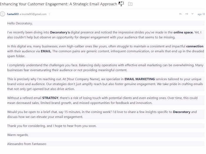 Cold Email to a potential Lead (lead generation)