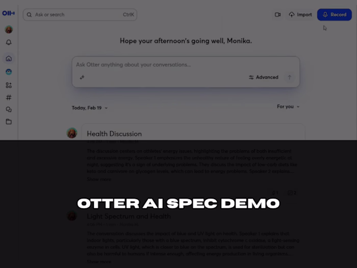 Screen recording spec demo of