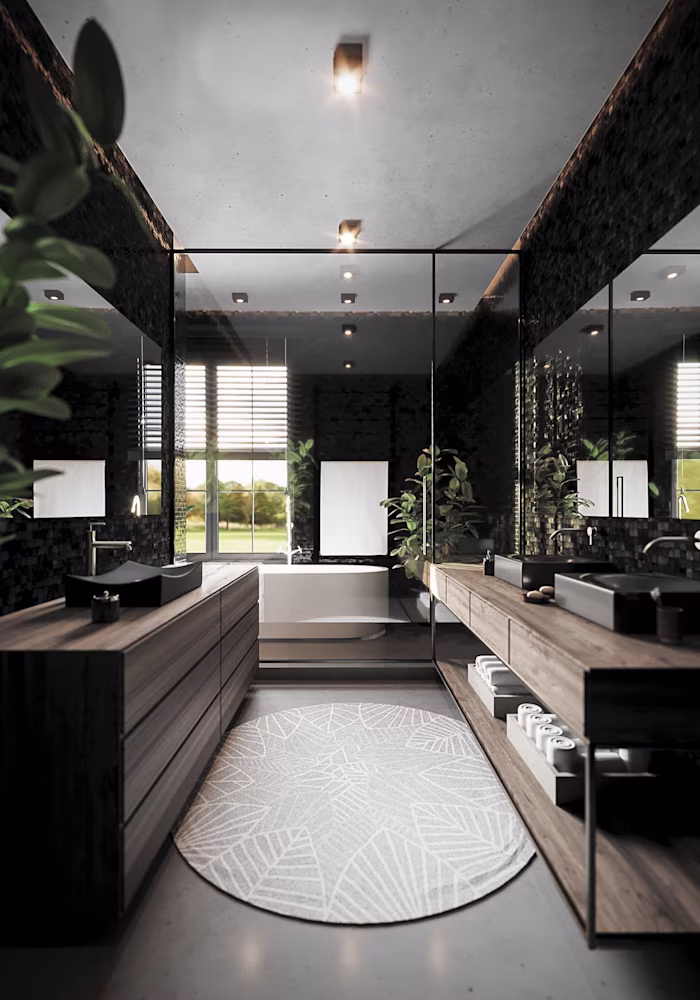 3D Render | Dark Bathroom