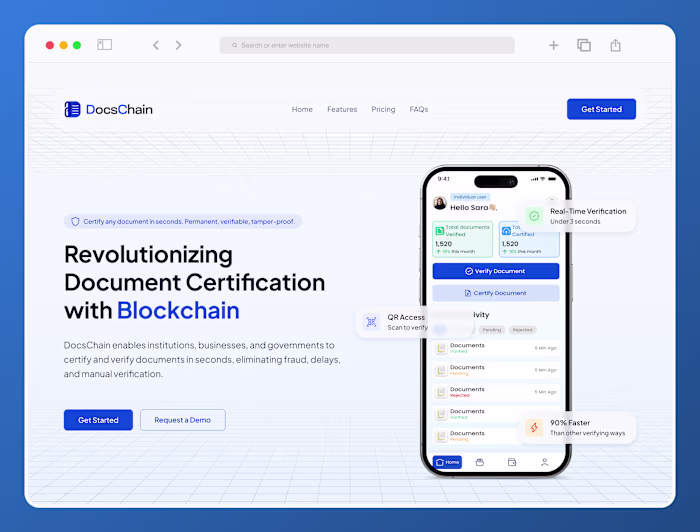 DocsChain: Landing Page & Admin Panel