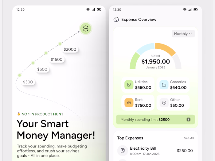 Expense Tracker App UI Design (Fintech)