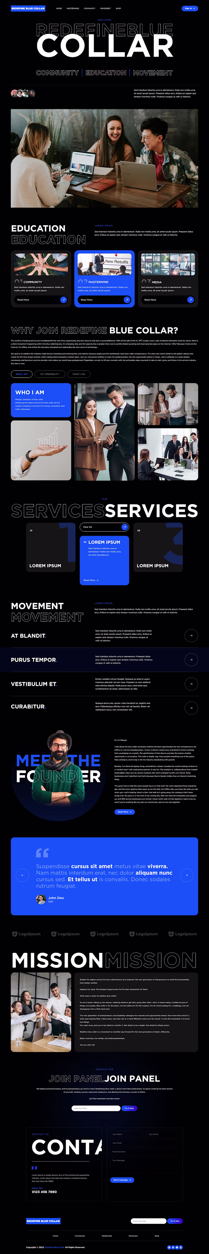 Homepage Redesign for Redefine Blue Collar