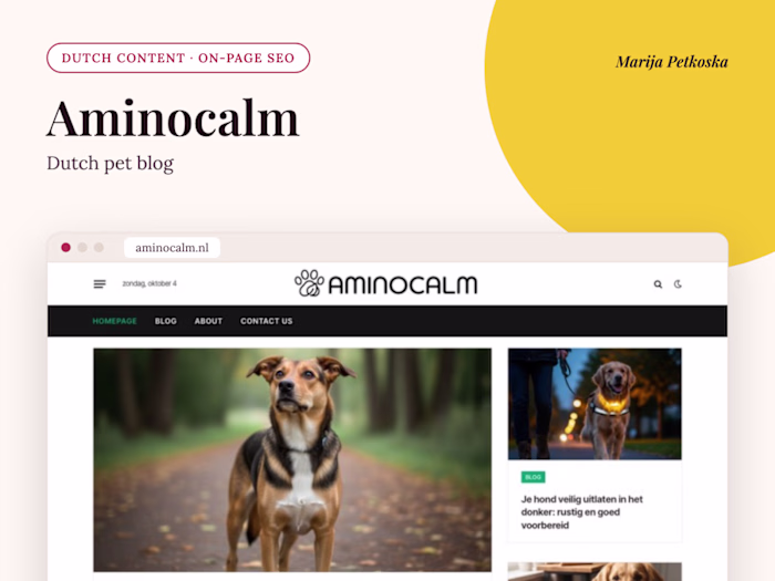 Aminocalm: Dutch Pet Blog Publishing