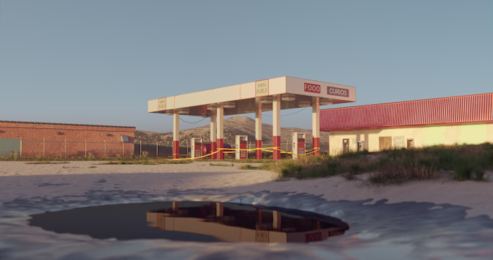 High-Quality 3D Environment of a Deserted Gas Station