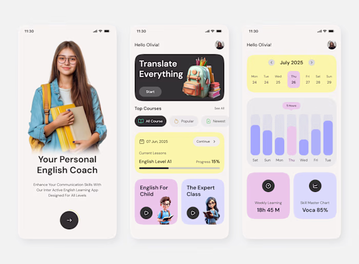 English Learning App UI/UX Design