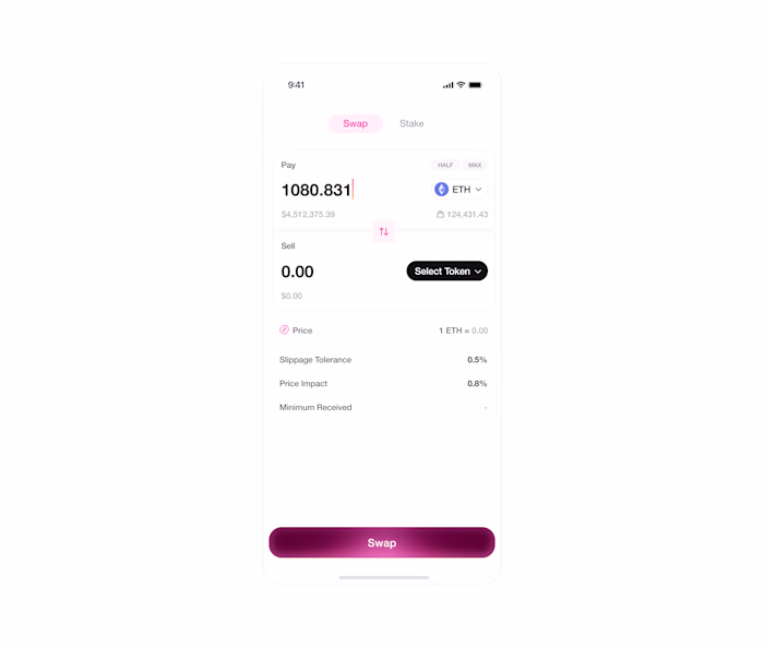 Swap token / Dapp design