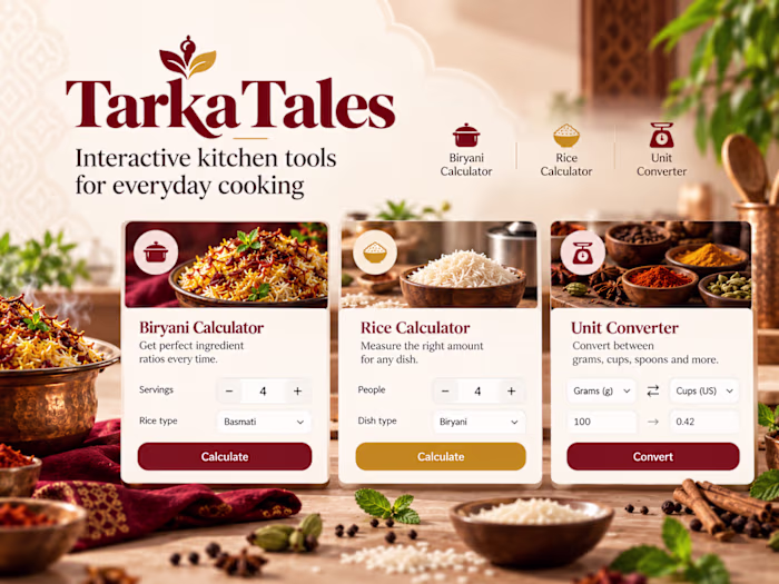 Tarka Tales. Food Content & Utility Web Platform