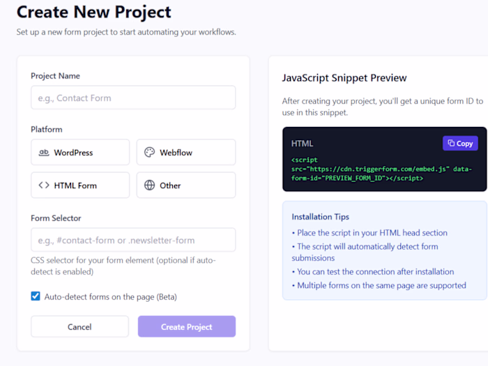 TriggerForm – Automate Workflows from Any Web Form