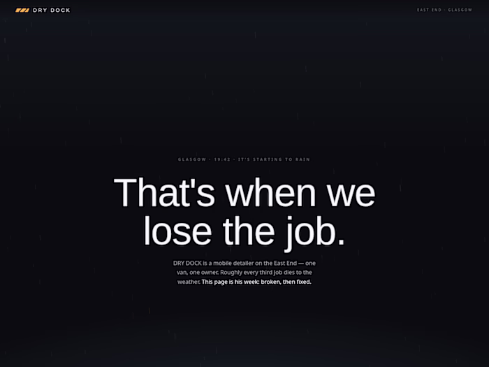 DRY DOCK — the landing page that cleans itself