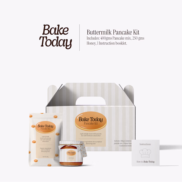 Packaging & Brand Identity for "Bake Today" Pancake Mix Kit