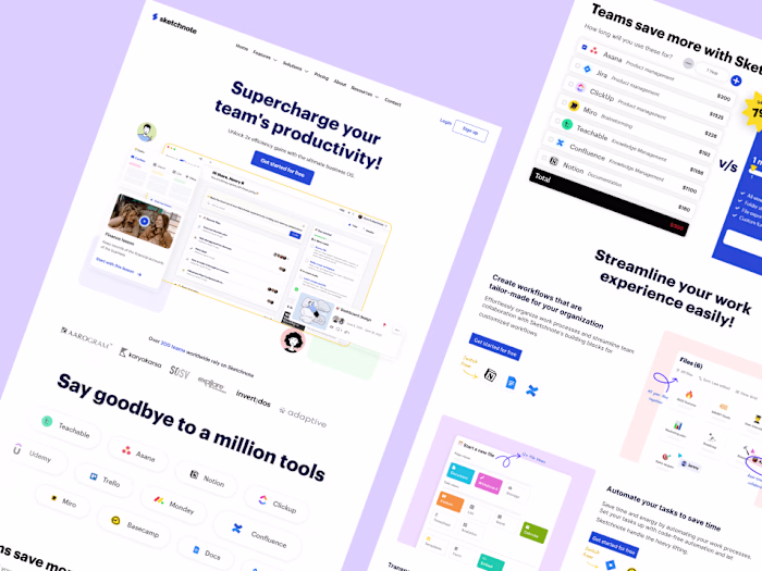 Streamlining UI for Productivity Management SaaS