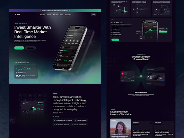Axon Stock App Landing Page Design