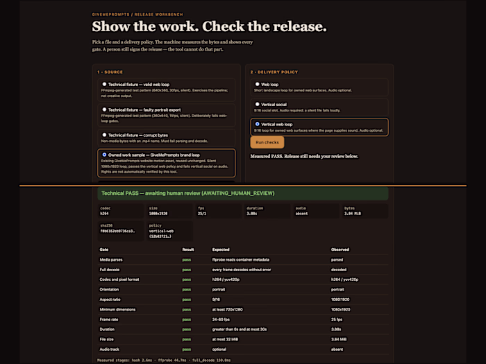 Creative Release Workbench | Media QA Gate