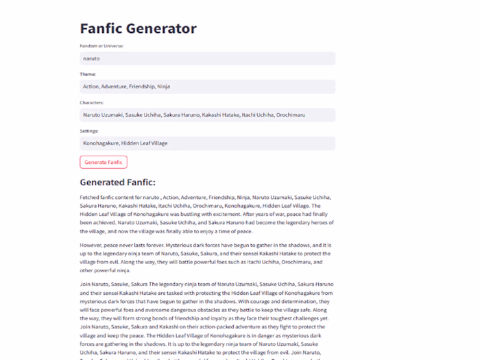 Fanfic Story generator
