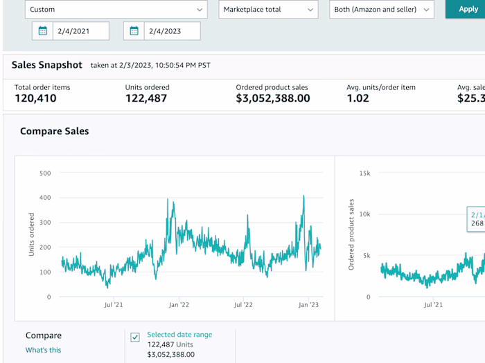 Managed Amazon stores and increased sales to 7 figures per year
