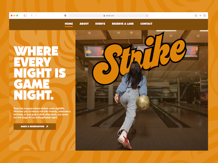 Bowling Alley Landing Page Design