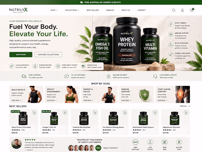 Shopify Supplement Store Redesign for