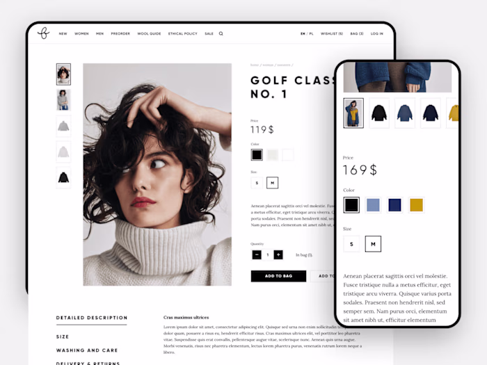 Ecommerce website interface