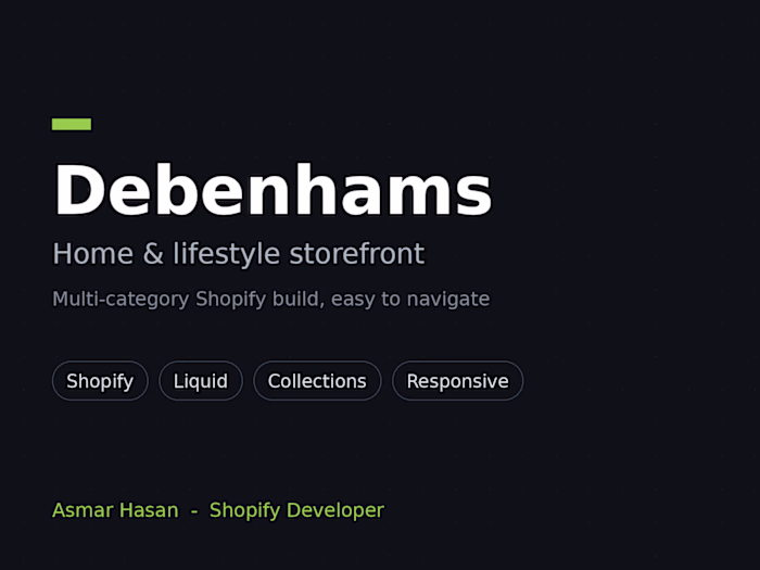 Debenhams - Home & Lifestyle Shopify Storefront