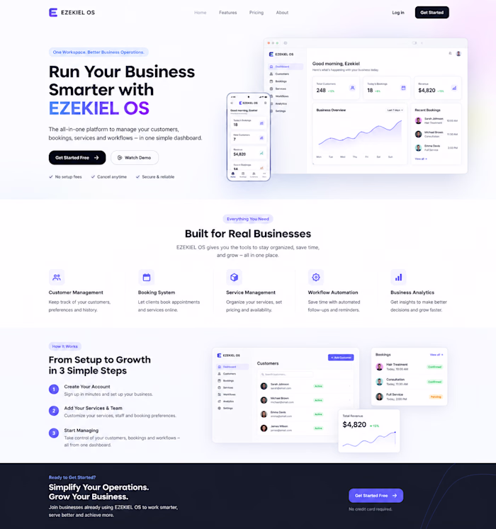 Ezekiel OS: Business Management Dashboard Concept