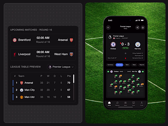 Live Score Mobile App Design