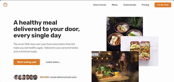 healthy meal delivery App Landing Page